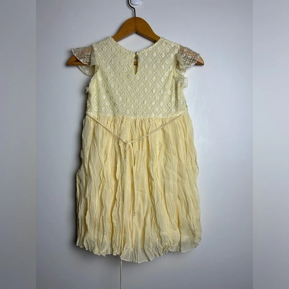 Swat VINTAGE Litte girl Beaded Ditsy Floral Yellow Dress